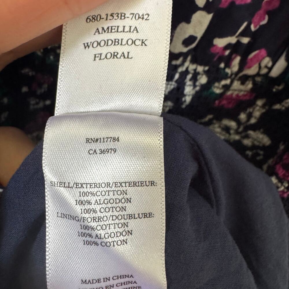 Rails Amellia Midi Dress in "Woodblock Floral" 100% Cotton Blue Size XL - Picture 13 of 13